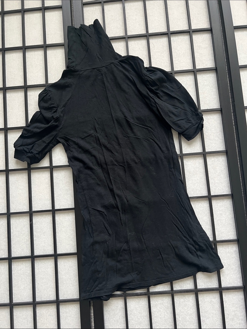 Black High-Neck Short Sleeve Tunic